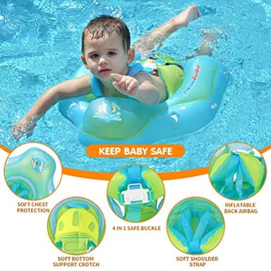 [New Upgraded] Swimbobo Baby Swimming Float Kids Inflatable Swim Ring with Safety Support Bottom Swimming Pool Accessories for 3-36 Months (Blue, XL) - Image 4
