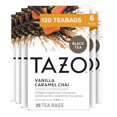 TAZO Chai Tea Bags, Vanilla Caramel Chai, Caffeinated tea, 120 Total Bags (20ct - Pack of 6) - Image 1