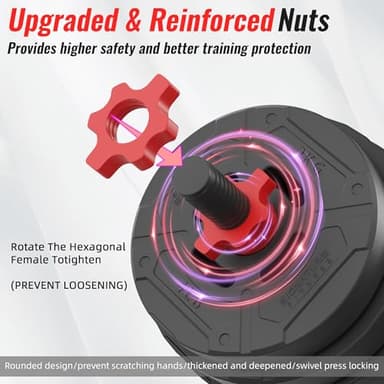 Fitvids Multi-Functional Portable Changeable Dumbbell and Barbell Kettlebell Set with Adjustable Weights, 40LBS or 60LBS Sets, Multiple Styles - Image 3