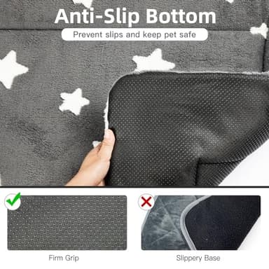 Mora Pets Cat Bed for Indoor Cats Washable Dog Crate Pad Cute Star Dog Bed Mat for Small Dogs Pet Kennel Pad for Cage Soft Flat Puppy Kitten Cushion Sleeping Anti-Slip Grey 22 x 13 - Image 4