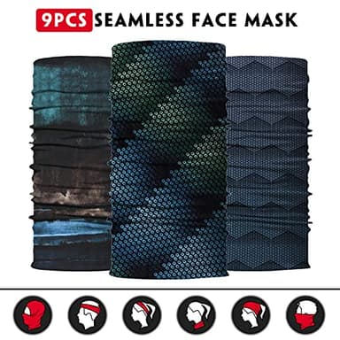 Venswell Neck Gaiter Mask for Men Women, Seamless Bandana Rave Face Cover Mask, Magic Face Scarf, Balaclava,Headband, Head Wrap-Motorcycle Cycling Festival Outdoors (B-Black Gray Series 2) - Image 5