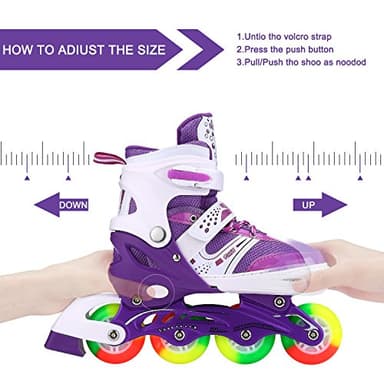 Kids Adjustable Flashing Inline Skates for Boys Girls and Adults with Full Light Up Wheels, Outdoor Roller Skates for Kids Beginner Ages 6-8-12-14, Men and Women - Image 5