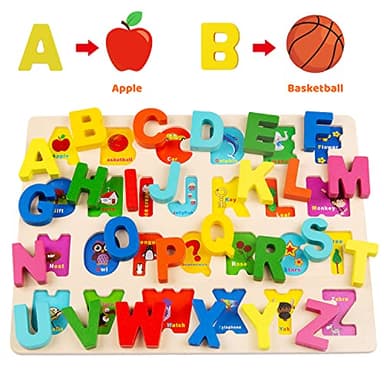 Wooden Puzzles for Toddlers, Voamuw Alphabet Number Shape Learning Puzzle for Kids Ages 3 4 5, Montessori Toys Preschool Education Chunky Jigsaw for Boys and Girls - Image 4
