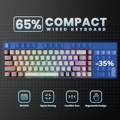 GEODMAER 65% Gaming Keyboard, Wired Backlit Mini Keyboard, Ultra-Compact Anti-Ghosting No-Conflict 68 Keys Membrane Gaming Wired Keyboard for PC Laptop Windows Gamer - Image 4