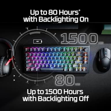 HyperX Alloy Rise 75 Wireless – Hot-Swappable 75% Mechanical Gaming Keyboard, PC, Up to 80 Hours Backlighting On, Dual Wireless 2.4GHz & Bluetooth - Image 2
