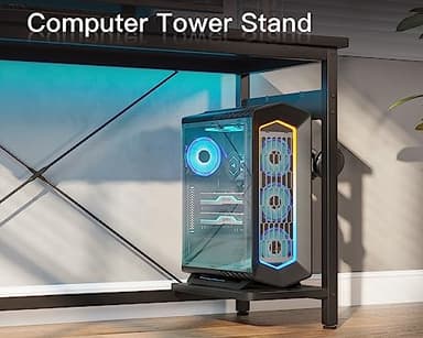 Coleshome 66" L Shaped Gaming Desk with Outlet, L Shaped Desk with CPU Stand, Corner Computer Desk, Home Office Desk, Writing Desk, Black - Image 7