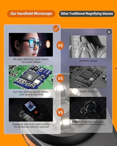 Digital Microscope Handheld 2.0 inch IPS Color Screen,Portable Digital Magnifying Glass 500x,Marco Microscopes,uilt-in 8LED Lights,USB Compatible with PC Windows, Mac OS - Image 2