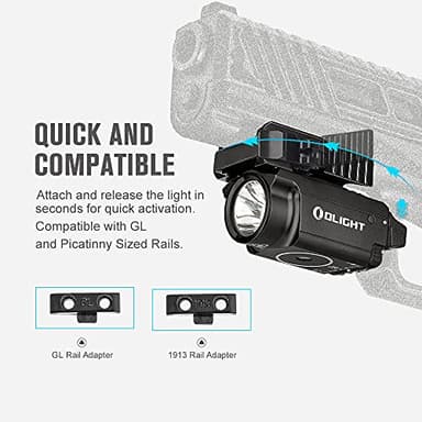 OLIGHT Baldr RL Mini 600 Lumens Compact Rail Mounted Weaponlight with Red Beam and White LED Combo, Magnetic USB Rechargeable Tactical Flashlight with 1913 or GL Rail, Built-in Battery - Image 6