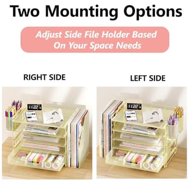 OPNICE Desk Organizers and Accessories, 5-Tier Paper File Organizer with Drawer & Pen Holder, Office Desk Accessories Workspace Desktop Organizer for Office Supplies(Gold) - Image 8