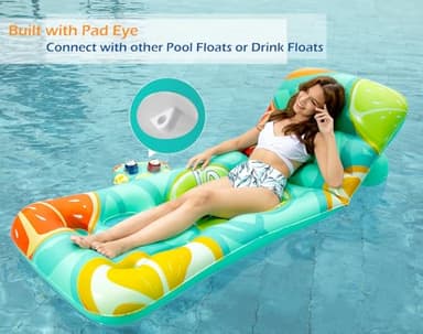 Jasonwell Inflatable Pool Float Adult - Pool Floaties Lounger Floats Floating Chair Raft with Adjustable Backrest Cup Holders Water Floaty Lake Lounge Tanning Floats Beach Party Toys for Adults Fruit - Image 7