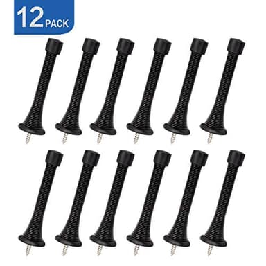 HOMOTEK 12 Pack Black Spring Door Stops,3-1/8" Heavy Duty - Flexible Door Stopper with Low Mounted Black Rubber Bumper Tips - Image 7