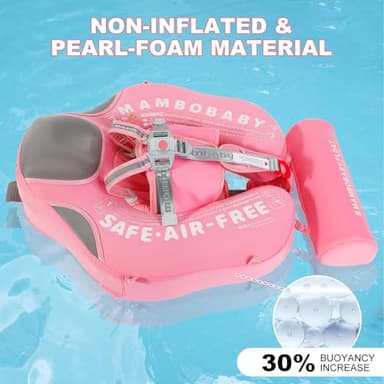 Baby Floats for Pool with Canopy Removable Sun Protection Canopy Mambobaby Float Non Inflatable Upgrade Add Tail Avoid Flip Waterproof Skin-Friendly Infant Swim Float 3-24 Months - Image 7