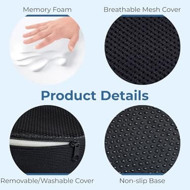 5 STARS UNITED Donut Pillow Hemorrhoid Tailbone Cushion – Large Chair Pad for Pain Relief – Coccyx, Prostate, Sciatica, Pelvic Floor, Pressure Sores, Pregnancy, Postpartum Recovery, Arctic Black - Image 7