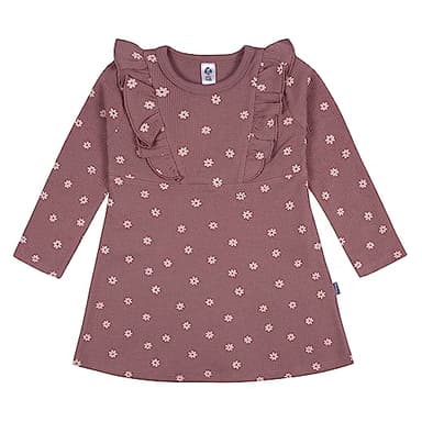 Gerber Baby Girls Toddler Long Sleeve Dress with Ruffle Detail, Pink Daisies, 3T - Image 1
