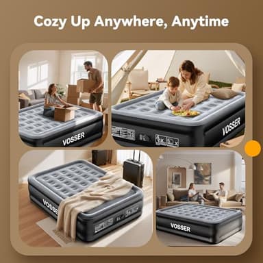 VOSSER Air Mattress Queen with Built in Pump,Blow Up Mattress in 3 Mins,18'' Raised Self Inflatable Mattress,Portable Airbed for Home,Floor&Camping,Queen Size Air Matress for Adults,660LB Max,Black - Image 9