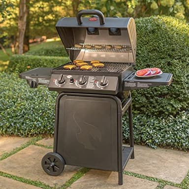 Char-Griller® Grillin' Pro 3-Burner Propane Gas Grill in Black with 40,800 BTU, Cast Iron Grates and Warming Racks, 630 Cooking Square Inches, Model E3001 - Image 4