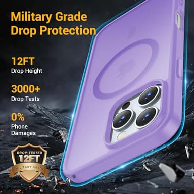 Temdan for iPhone 16 Pro Case, Compatible with Magsafe, Anti-Yellowing, Military-Grade Protection, Shockproof Slim Magnetic Phone Case Cover, Light Purple - Image 8