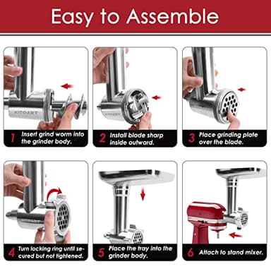Stainless Steel Meat Grinder Attachments for KitchenAid Mixers, Meat Grinder, Sausage Stuffer, Perfect Grinder Attachment for KitchenAid, Dishwasher Safe(Machine/Mixer Not Included) - Image 4