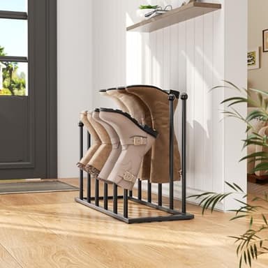 pickpiff Free Standing Shoe Racks - Black Metal Boot Rack for Dorm Room, Closet, Entryway, Bedroom, Patio Outdoor, Hallway, Black, Shoe Storage Fit for 6 Pairs - Image 6