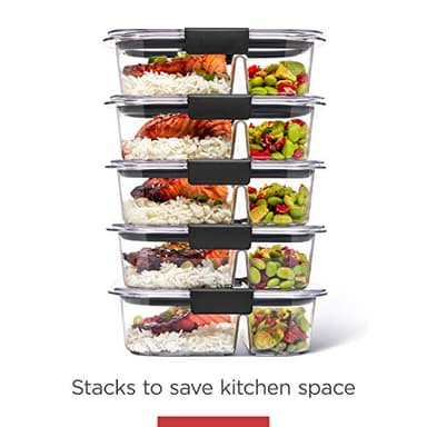 Rubbermaid Brilliance Meal Prep Containers, 2-Compartment Food Storage Containers, 2.85 Cup, 5-Pack, BPA-Free, Clear/Grey - Image 7