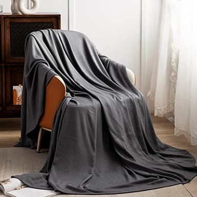AmyHomie Cooling Blanket, 100% Rayon Derived from Bamboo, Cool Summer Blanket for Hot Sleepers, Soft Comfy Lightweight Blankets for All Seasons(Dark Gray, 79×91in) - Image 2
