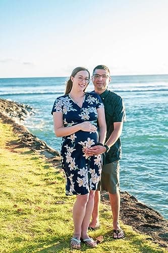 OUGES Womens Summer Dress Casual Dresses for Women Short Sleeve V-Neck Pattern Knee Length Dress with Pockets Spring Dresses 2025(Floral01,M) - Image 4