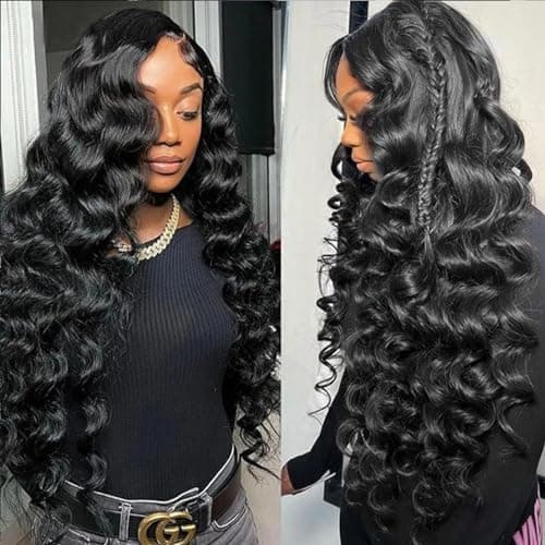 MEIMEI 34 Inch Long Lace Front Wigs Human Hair Loose Wave 250% Density 15A Grade Real Full Large Lace Space 13x4 Loose Deep Wave Lace Frontal Wigs Human Hair Pre Plucked for Black Women - Image 1
