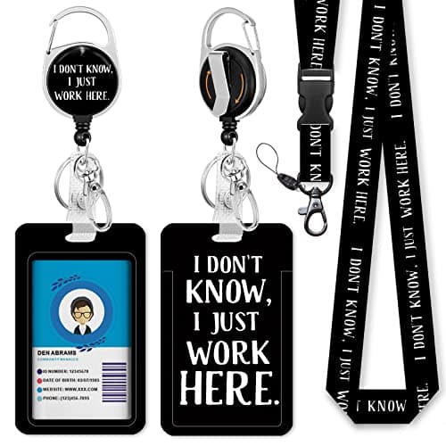 Retractable Badge Holders with Detachable Lanyard, Funny Id Card Holder Keychain Vertical ID Protector Clips, Fashionable Name Tags Clips with Heavy Duty Badge Reel - Image 1