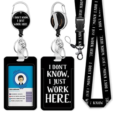 Retractable Badge Holders with Detachable Lanyard, Funny Id Card Holder Keychain Vertical ID Protector Clips, Fashionable Name Tags Clips with Heavy Duty Badge Reel - Image 1