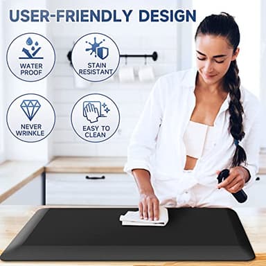 4/5 Inch Thick Kitchen Mats for Floor, StepRite Kitchen Rug for Standing Desk, Non-Slip, Thicker, Stain Resistant, Water Resistant, Comfort Anti Fatigue Floor Mat for Home, Kitchen, Office - Black - Image 5