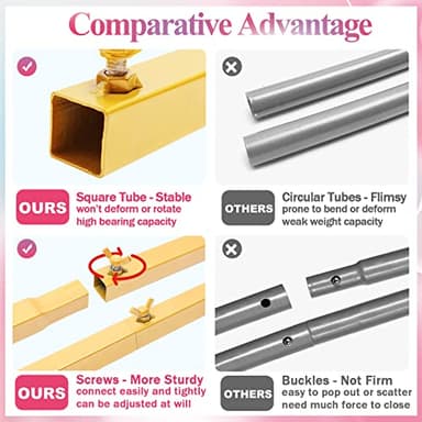 Fomcet Metal Arch Backdrop Stand Set of 3 Gold Wedding Arch Stand 7.2FT & 6.6FT & 6FT Arched Backdrop Frame for Birthday Party Baby Shower Graduation Ceremony Decoration - Image 3