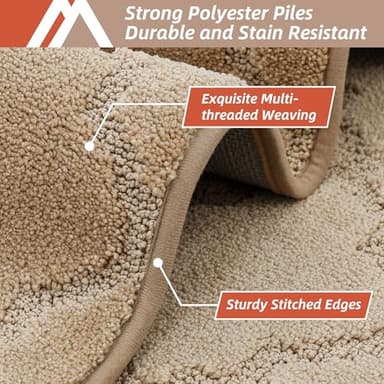 COSY HOMEER Soft Floor Mats for in Front of Sink Super Absorbent Kitchen Rugs 20"x59" Non-Skid Standing Mat Washable,Polyester,Beige - Image 2