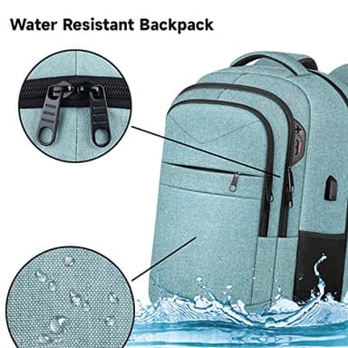 Lapsouno Extra Large Backpack, Travel Laptop Backpack, Carry on Backpack, Sturdy 17 Inch TSA Friendly with USB Port, Water Resistant College School Computer Bag Gifts for Men Women, Lake Green - Image 4