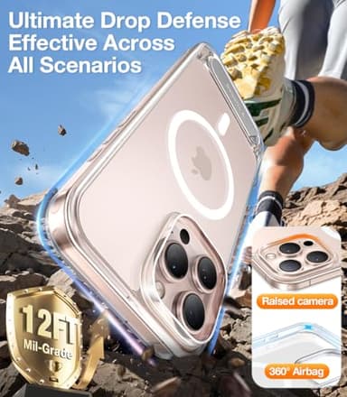 TORRAS for iPhone 16 Pro Max Case Diamond Clear | Strong Magnetic & Seamless Stand, Fit for MagSafe, Military-Grade Drop Protection, Sturdy Adjustable Built-in Kickstand, Slim Anti-Yellowing - Image 5