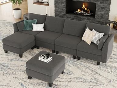 Huatean Home Modular Sectional Sofa, Convertible U Shaped Sofa Couch with High Density Memory Foam, 6 Seat Comfy Modular Sofa Couch for Living Room, Modern U Shaped Sectional Sofa, Dimgrey - Image 9