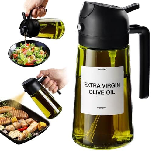 TrendPlain - Original 16oz/470ml Olive Oil Dispenser Bottle for Kitchen Gadgets and Air Fryer Accessories - Olive Oil Sprayer for Cooking w/Stickers - Black - Image 1