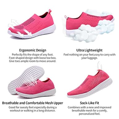 TIOSEBON Women's Athletic Walking Shoes Slip on Casual Mesh Sneakers Rosy 10 US Wide - Image 5