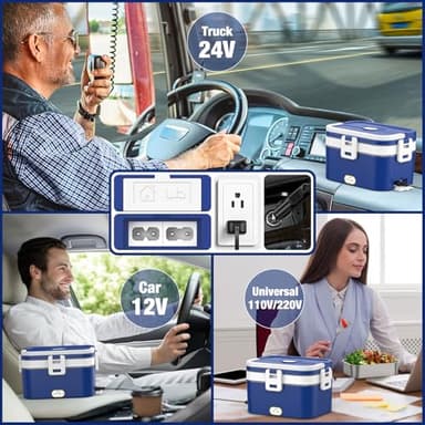 Electric Lunch Box for Adults, 2.8L Liters Double Layer Food Warmer Lunch Box, Lonchera Eléctrica Portátil, 80W Faster Food Warmer for Car/Truck/Office/Home With Fork & Spoon & Bag and 0.45L Fruit Box - Image 2