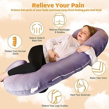 Chilling Home Pregnancy Pillows, C Shaped Full Body Pillow Maternity Pillow for Women 55 inch, Pregnancy Pillows for Sleeping Pregnant Must Have with Removable Cover - Image 2