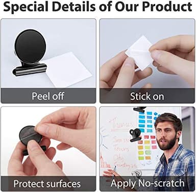 VNDUEEY 20 Pack Black Fridge Magnets Magnetic Clips Refrigerator Magnet, Magnet Clips for Whiteboard Locker, Clip Magnets for Home, School, Office, Magnetic Paper Clip Holder - Image 5