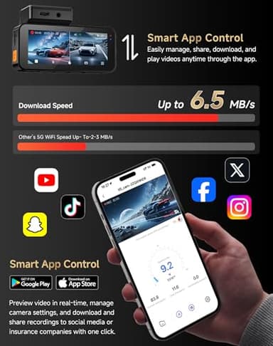 Dash Cam Front and Rear: 4K+2K Dash Camera for Cars - Dashcam Built-in WiFi APP Control 64GB Included 3.39" Touchscreen 24H Parking Monitor WDR Night Vision Loop Recording Collision Detection(X5) - Image 5