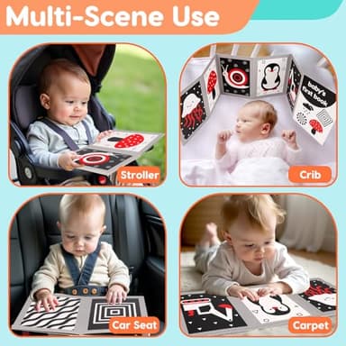 Black and White High Contrast Baby Books Flash Cards Tummy Time Mirror Toys Newborn Toys 0 6 Months Brain Development Infant Stimulating Sensory Toy 0-3 3-6 2 4 5 Months old Baby Boy Girl Shower Gifts - Image 6