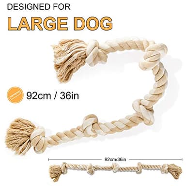 Fida Dog Rope Toys for Large/Medium Aggressive Chewers, Tough Cotton Chew Toy, 3 Feet 5 Knots Indestructible, Tug of War Dog Pull Rope Teeth Cleaning - Image 5