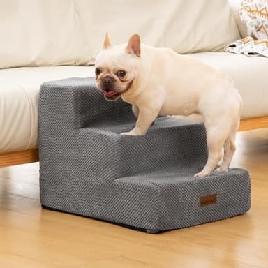 Dog Stairs for Small Dogs & Cats, 3-Step Non-Slip Pet Steps for Couch Sofa and Chair, Grey, 13.6" H - Image 7