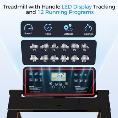 Treadmill with Handle Bar, 3.0HP Walking Pad Treadmill, Portable Compact Walking Pad with Handle, Treadmills for Home Samll Space, Running Electric Small Treadmills, 320 LBS Capaticy,LED Display - Image 3
