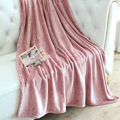 TASTHROW Large Flannel Fleece Throw Blanket, 50×70 Inch - Cozy Lightweight Thick Blanket - All Seasons Suitable for Women, Men and Kids (Pink) - Image 2