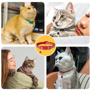 Taglory Reflective Cat Collar Breakaway with Bells, 2 Pack Girl Boy Pet Cat Collar Adjustable 7.5-12.5 Inch, Black - Image 7