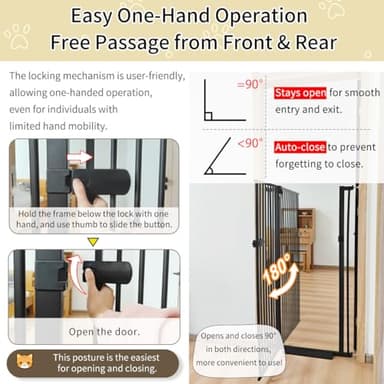 Lumizone Extra Tall Cat Gate 55.12" High Pressure Mounted Extra Wide 2025 New (17 Sizes) 1.37" Gap No Drilling Auto-Close One-Handed Operation Tall Pet Gate for Dogs(Black, 26.18"-29.91"/66.5-75.5cm) - Image 6