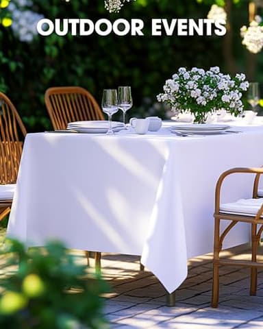 Pureegg Rectangle Table Cloth 60" x 102" – Durable Polyester Tablecloth Offers Reusable & Washable Protection, Ideal for Outdoor Party, Picnic, Wedding, Banquet and Birthday, 2 Pack, White - Image 5