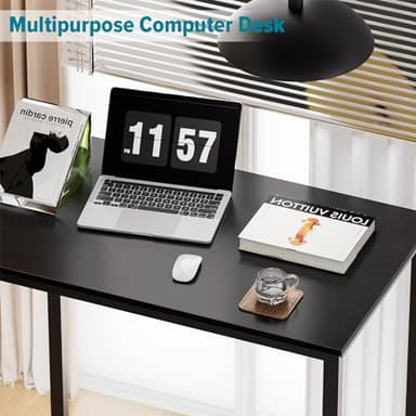SINPAID Small Computer Desk 31.5 inches Desk for Small Spaces Sturdy Home Office Desks Modern Gaming Desks Study Writing Laptop Table, Black - Image 6